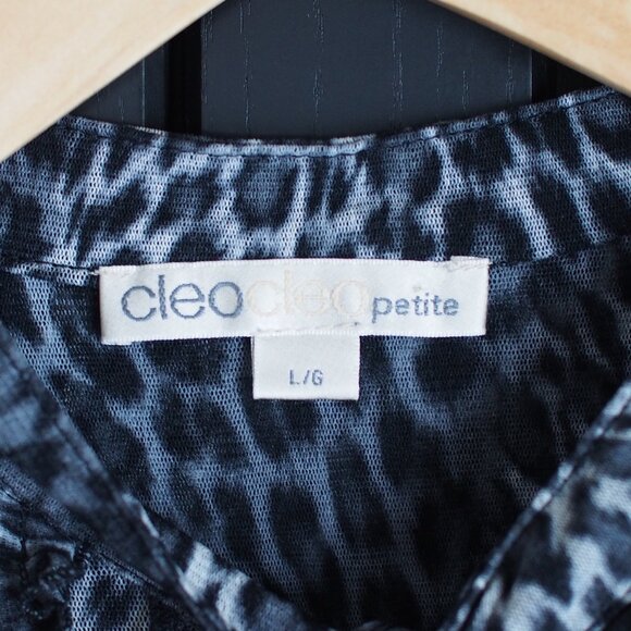 Cleo Petites | Ruffle Front Animal Print Shirt - Picture 2 of 5